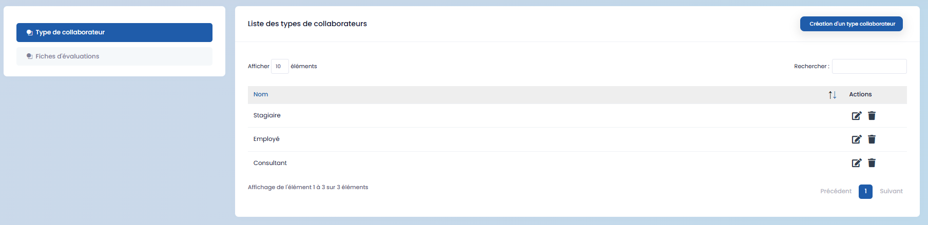 Employee Types Settings