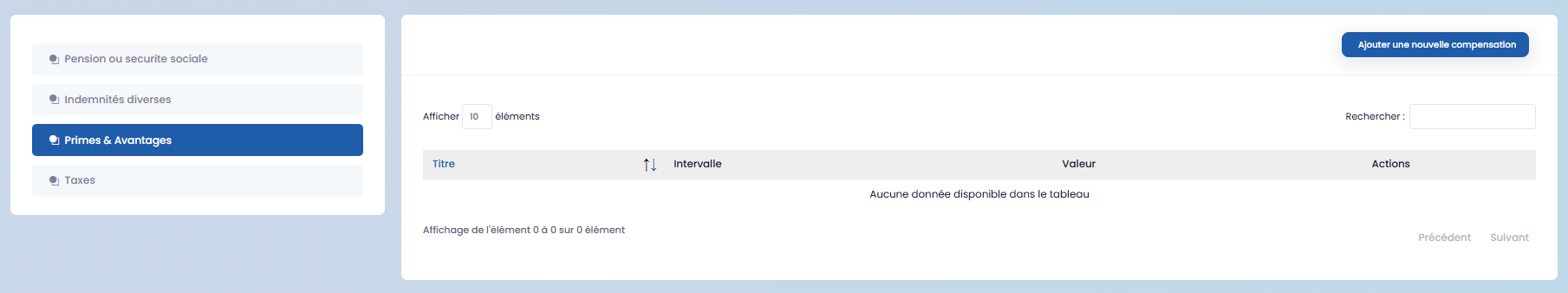 Bonuses and Benefits Settings